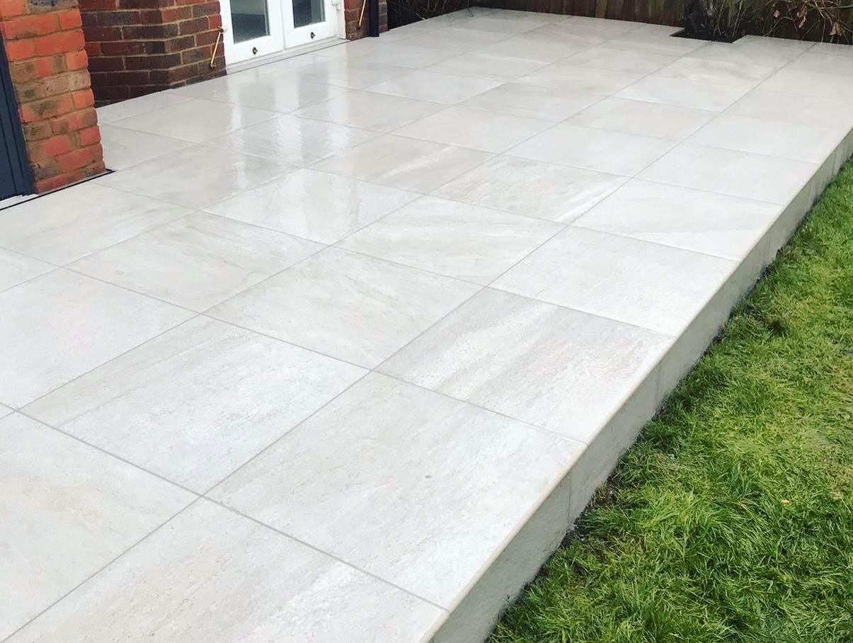 An image showing a light grey patio.